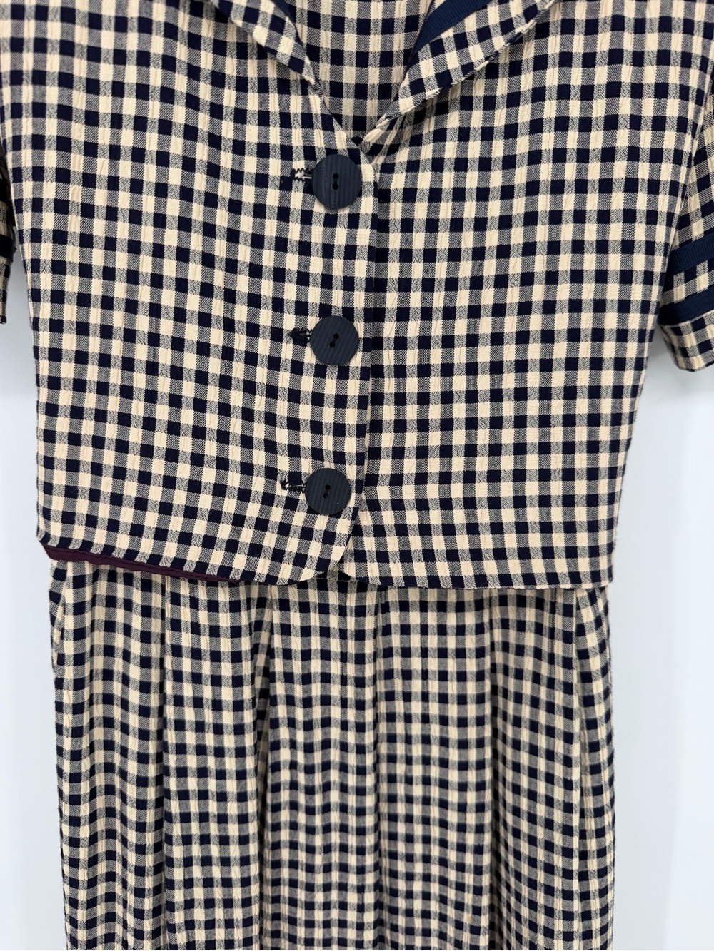 Vintage J.B.S. LTD Gingham Sailor Collar Maxi Dress Size 12 - Picture 3 of 7